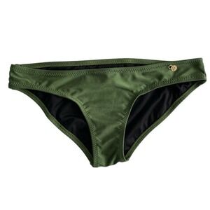 Insight Vintage 00s Y2K Surfer Girl Metallic Moss Green Bikini Bottoms